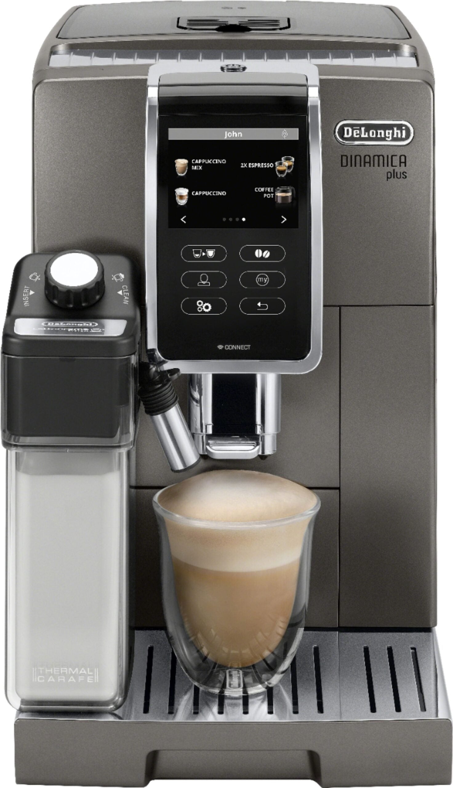 De’Longhi – Dinamica Plus Fully Automatic Espresso Machine with Built-in Grinder – Titanium